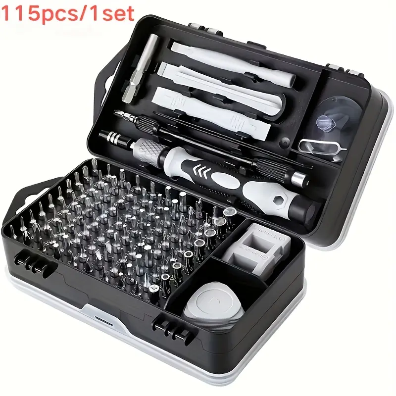115pcs/set screwdriver kit, Screwdriver sets, Multipurpose screwdriver, magnetic, anti slip handle and clip, repair tools for electronic components, mobile phones, and car repairs, gifts for husbands and fathers