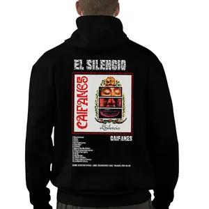 Caifanes El Silencio Album Tracklist Hoodie - 1992 Vintage Rock, Cotton Fleece Fabric Pullover Unisex Casual Streetwear Trendy Top for Men for Women