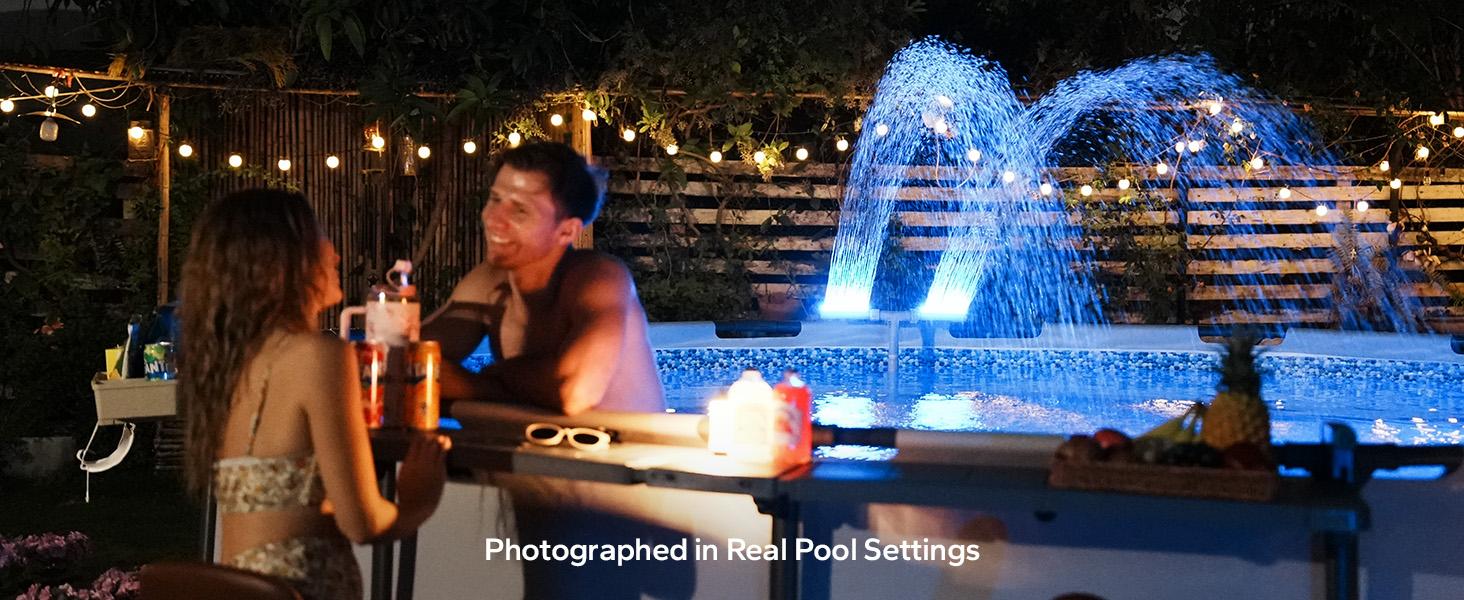 ETFE solar panel pool fountain