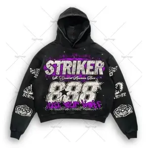 Black letter 888 printed pullover hoodie, American retro street style for men and women, fashion trendy loose hip-hop sweatshirt Menswear Tops Long Sleeve Multicolor