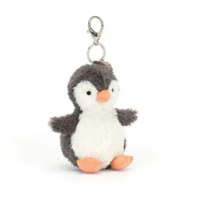 JELLYCAT Plush Keychain – Penguin version with a hanging loop and clasp; an eye-catching accessory for your backpack, handbag, or car keys.