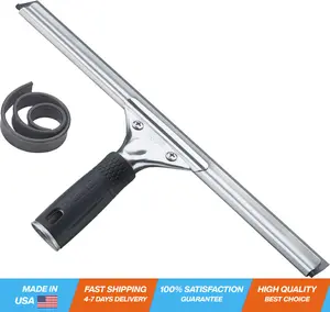 Unger Professional 12” Stainless Steel Window & Glass Cleaning Squeegee with Replacement Rubber - Cleaning Supplies, Heavy Duty Squeegee for Window Cleaning, Streak Free Results