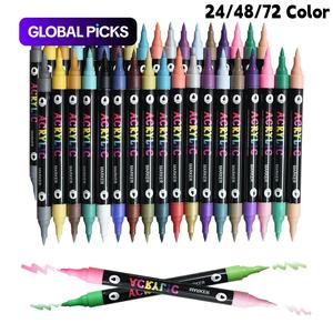 acrylic paint marker pen, 12/24/36pcs double tip double color acrylic paint marker pen, art supplies for rock painting, wood, canvas, stone, glass, diy craft making, school supplies