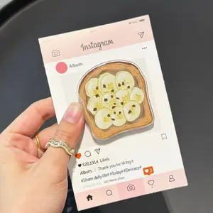 Cute Toast Fruit Phone Grip, Acrylic Bread Popsocket, Strawberry Kiwi Banana Blueberry Phone Holder, Aesthetic Breakfast Phone Accessory, Gift for Her