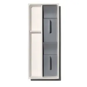 Compact Silverware Organizer: White & Gray Utensil Storage, TPE & Polypropylene, Hand Wash, 16.35" Depth