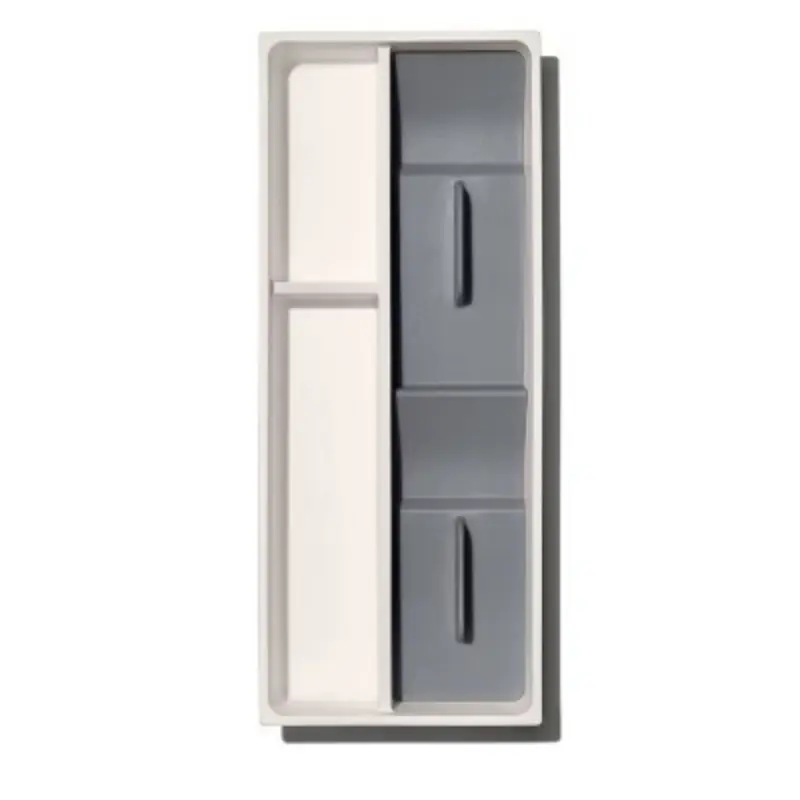 Compact Silverware Organizer: White & Gray Utensil Storage, TPE & Polypropylene, Hand Wash, 16.35" Depth