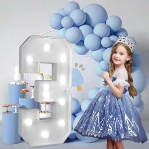 3FT/36 Inch Marquee Light up Numbers with White Lights,White Marquee Number 0-9 for Birthday Large Frame Letter Cardboard Pre-Cut Foam Board Sign DIY Decorations Anniversary(3)