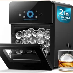 Countertop Ice Ball Maker 2 inch Round Sphere, 4Pcs Ready in 40Mins, 144Pcs/Day, Self-Cleaning Sphere Ice Maker Machine for Crystal Clear Round Ice, Luxury Whiskey & Bourbon Ball Chillers