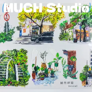 1pc (7*100cm), Original New Product, Sticker Recording the Scenery of a City Corner, High-end Craftsmanship PET Tape, Exquisite Pattern, Versatile and Practical, Suitable for Scrapbooking, Decorating Journals, Notebooks, Greeting Cards, Photo Frames and M