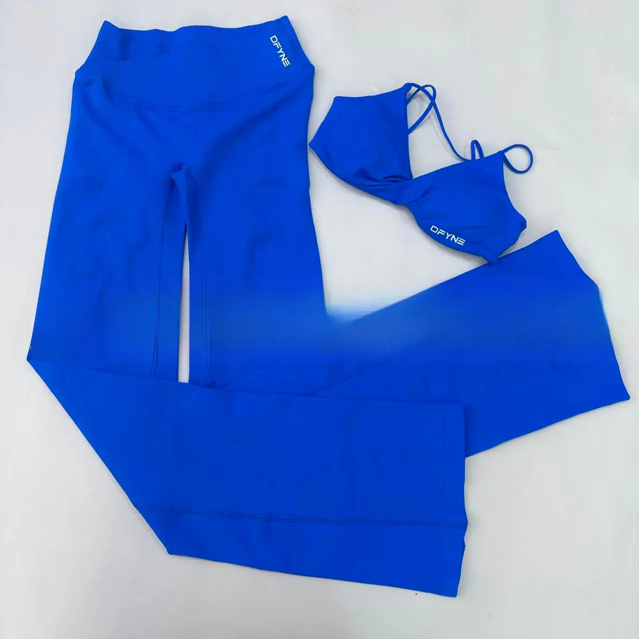 Diamond blue vest + bell-bottom pants