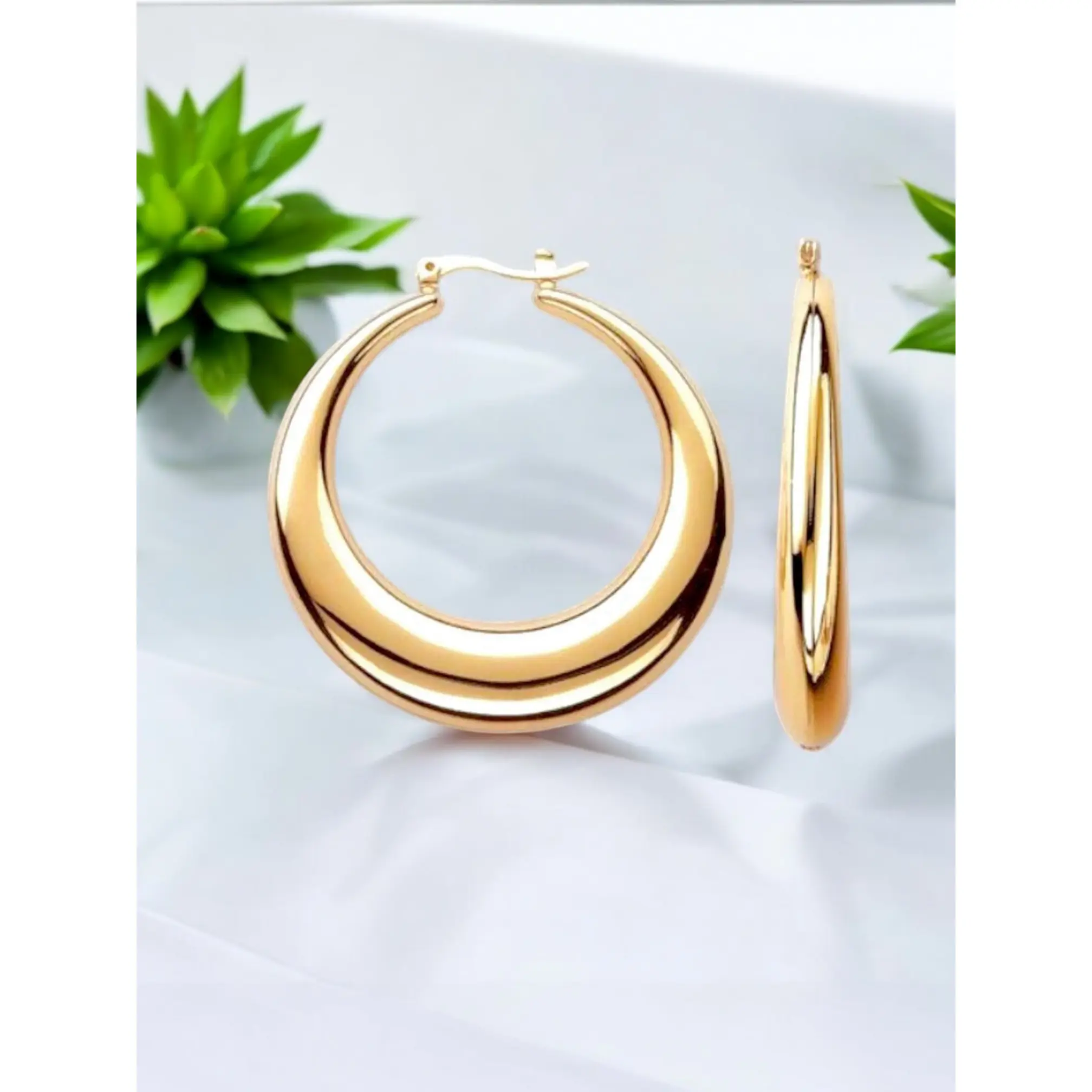 18K Gold Filled Puff Valentina Hoop Earrings