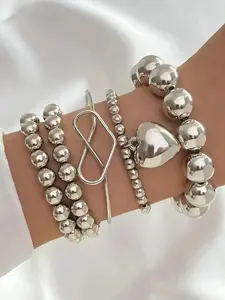 ZYNE 5pcs Minimalist Heart Design Beaded Bracelet For Women For Gift, Fashion All-match Jewelry, Fashion Bracelets