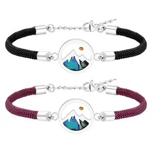 OIDEA Mustard Seed Abalone Shell Bracelet for Women Girls, Stainless Steel Mountain Range Charm Christian Faith Inspirational Gift Bracelet