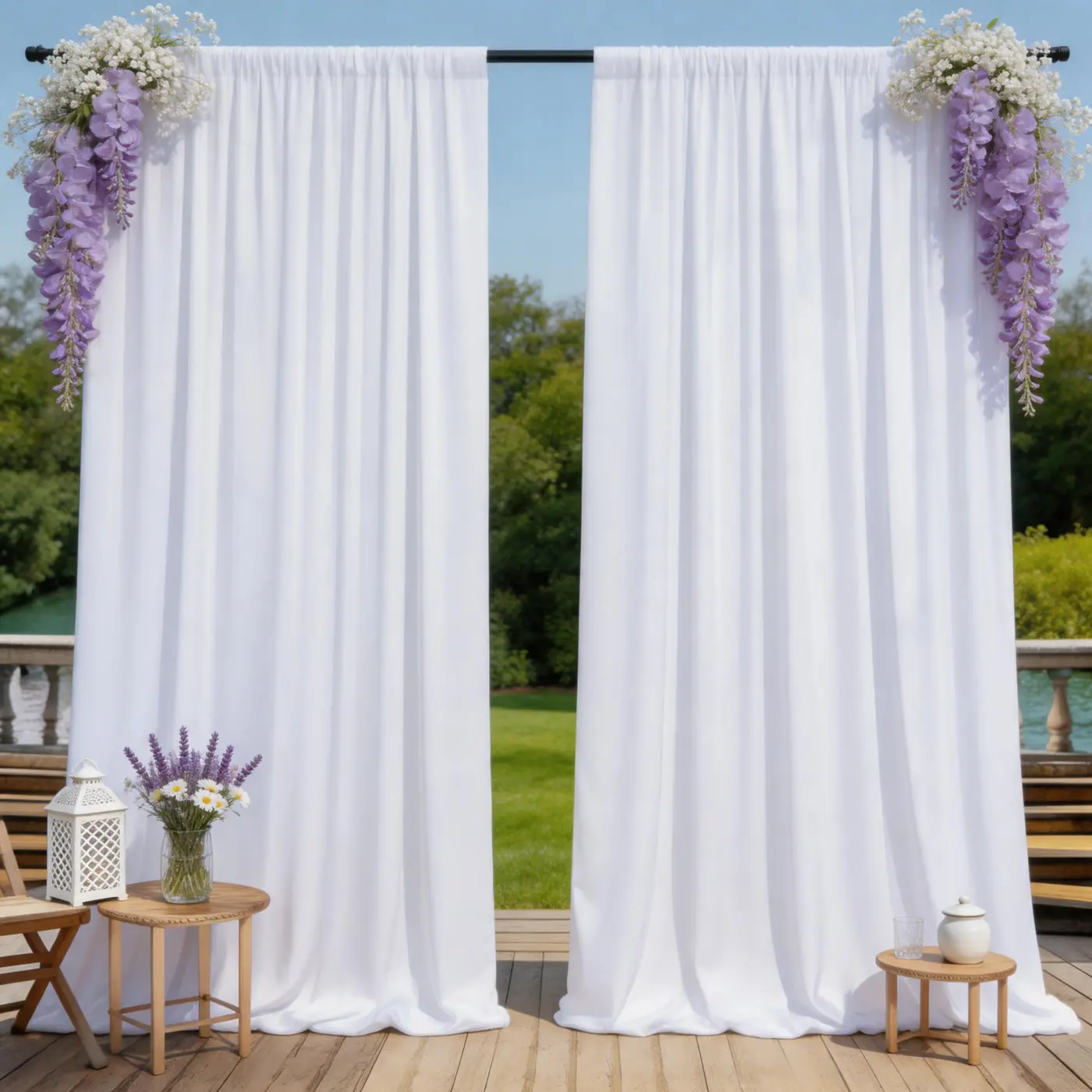 2 Pcs 5ft x 10ft White Soft Polyester Drapes - Silky Smooth, Water-Like Flow, Backdrop Decoration, Party Backdrop Decoration, Curtains, Banners for Romantic Weddings