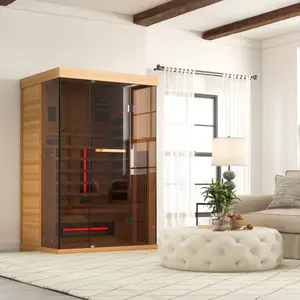 74.8'' Infrared Sauna, 1-2 Person Tempered Glass Home Sauna with 10 Minutes Warm-up Heater Tube& Carbon Panels