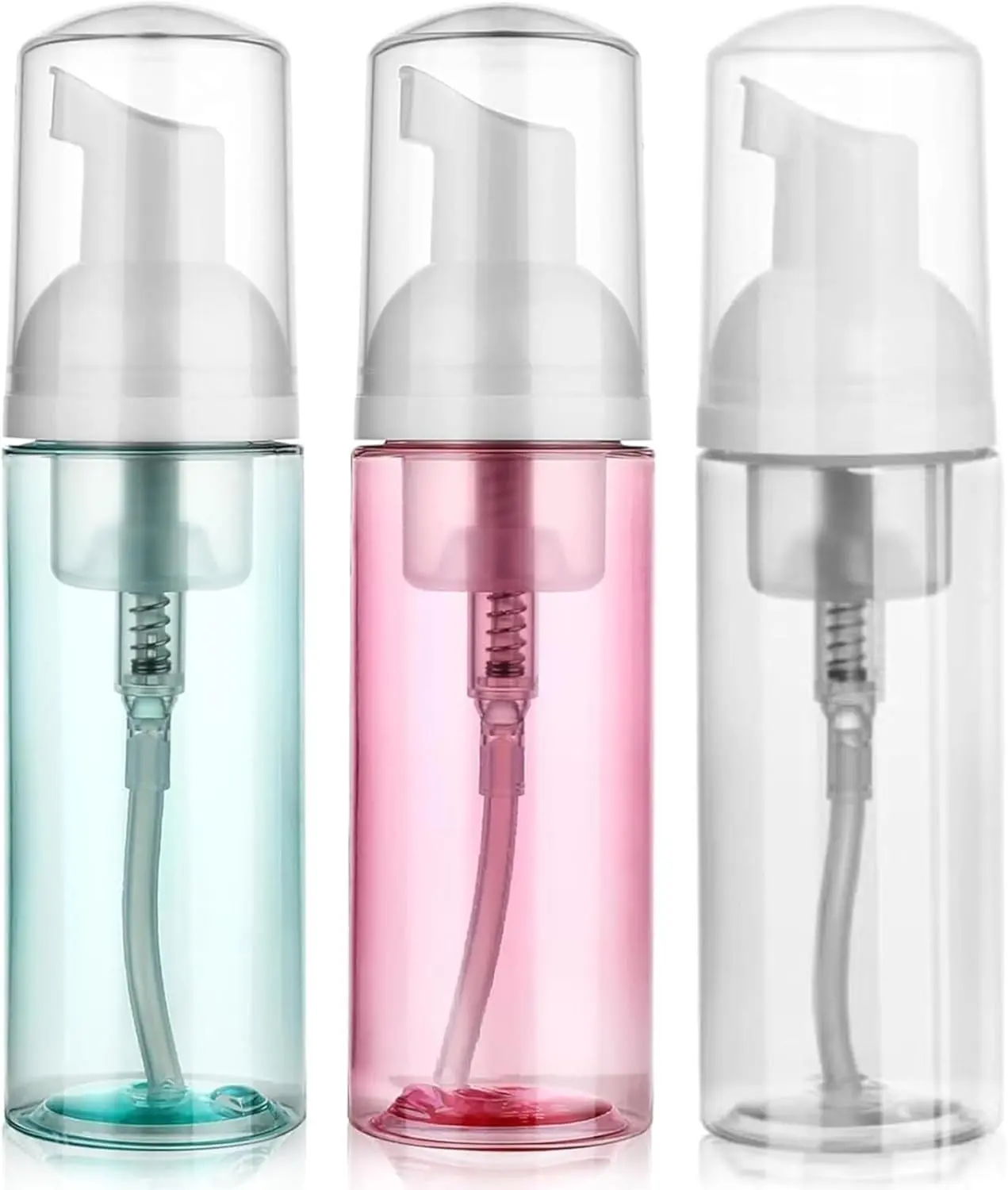 3 Pack Foam Pump Bottle Travel 60 ml/2 oz Small Size Mousse Foaming Soap Dispenser, Clear Plastic Foam Soap Dispenser Mini Empty Refillable Pump Containers(Mixed Color)