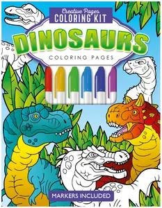 Page Publications Prehistoric Theme Coloring Book Box, Hard Cover, Includes Markers, Creative Pages for Kids (Children's Literature & Art Book)