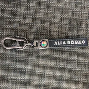 Alfa Romeo-Compatible Leather Keychain Strap | Durable Metal Clip | Car Key Accessory | Gift for Drivers