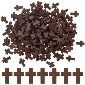 Cross pendant, 200 pieces, made of natural wood, a small wooden cross pendant measuring 0.85 x 0.55 inches, suitable for jewelry making, DIY projects, party gifts, and fashionable accessories.