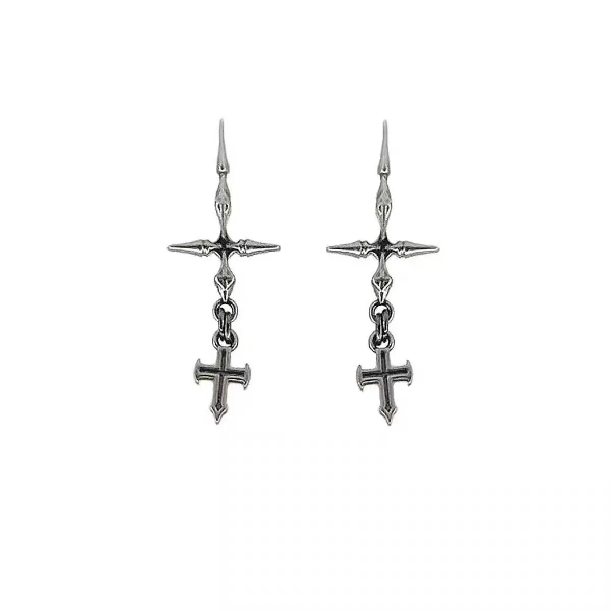 A pair of No. 6 cross earrings