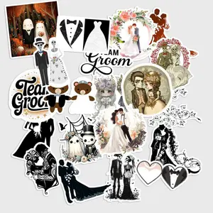 Sticker Pack 20 pcs Bride Groom Stickers, Wedding Love Vinyl Decals