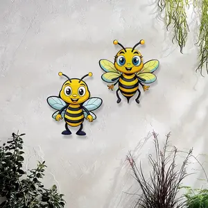 Charming Bee and Flower Floral Metal Decorative Wall Art, Rustic Iron Decor for Home Living Room Bedroom, Perfect Gift for Beekeepers