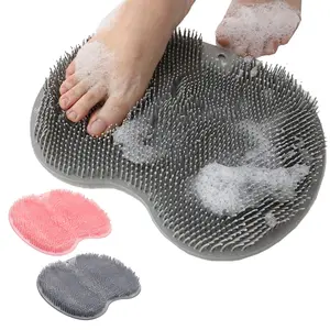 Exfoliating Back and Foot Cleaning Pad, Silicone Shower Mat, Foot Massage Scrub Pad, with Suction Cup, Wall Mounted, Anti Slip Soft Exfoliating Scrub Brush, Shower Accessories