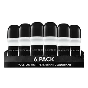 Black Suede Roll-On Anti-Perspirant Deodorant for Men Pack of 6 (2.6 fl oz / 75ml Each) | 24-Hour Odor Protection