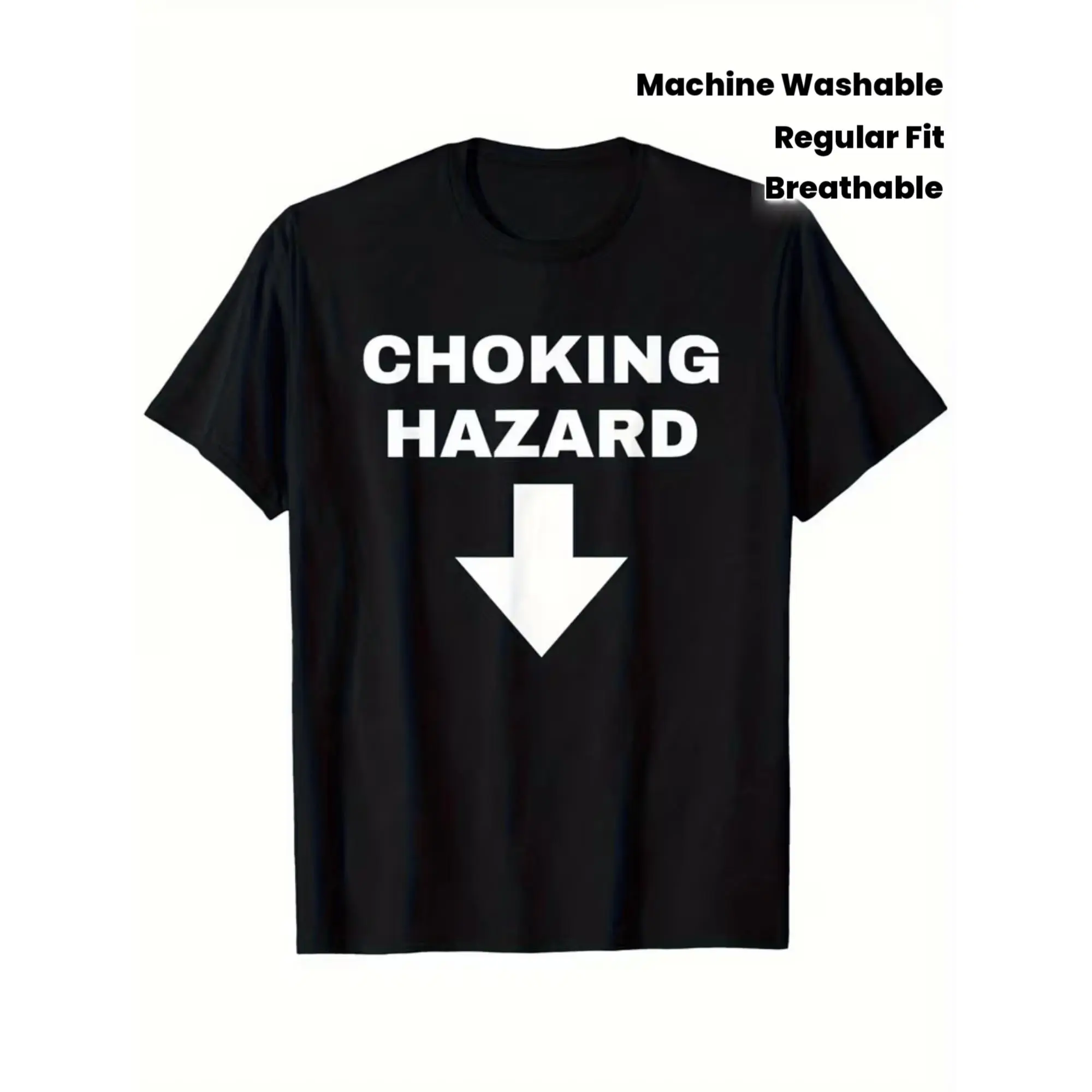 Men'S Casual Short Sleeve T-Shirt | Breathable Crew Neck, "Choking Hazard" Trendy Print, Machine Washable, Regular Fit for Spring/Summer/Fall