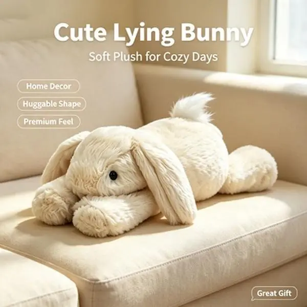 Floppy Ear Lying Rabbit Plush Toy 35cm Cozy Huggable Stuffed Bunny For Home Decoration Sleep Companion Holiday Present