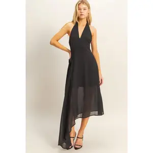 HYFVE Chiffon Halter Asymmetrical Hem Dress