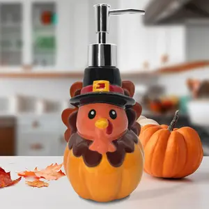 Thanksgiving Turkey Soap Dispenser, Thanksgiving Turkey Bathroom Decor Ceramic Soap Dispenser for Kitchen Countertop, Thanks Bathroom Decorations Refillable Hand Soap Dispenser with Pump Kitchen Decor