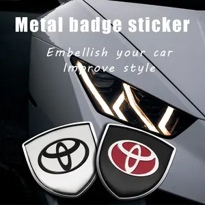 3D Metal Shield Emblem Car Sticker Decal, Fits Toyota Corolla C-Hr Rav4 86 Avensis T25 Auris Land Cruiser Yaris Hilux Prius Camry