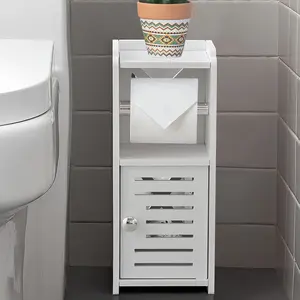 Vertical Toilet Paper Holder Cabinet, Independent PVC Bathroom Storage Cabinet, Compact Space-Saving Solution for Apartment Residents, Freestanding Storage Cabinet, Bathroom Floor Cabinet, Modern Storage Cabinet
