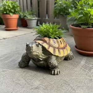 Creative Turtle Resin Plant Pot, Old Style Drainage Hole Flower Pot, Planter, Suitable for Succulents and Plants, Indoor Outdoor Garden Decor