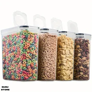 4 Large Airtight Food Storage Containers | Pantry Rice Flour Cereal Canisters