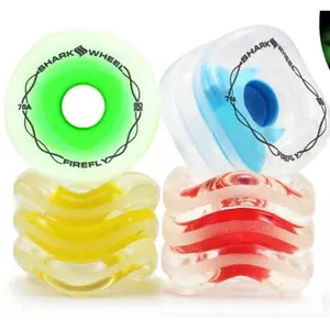 LIGHT UP SHARK WHEEL 70MM, 78A FIREFLY - CLEAR WITH BLUE, RED, GREEN, YELLOW LIGHTS