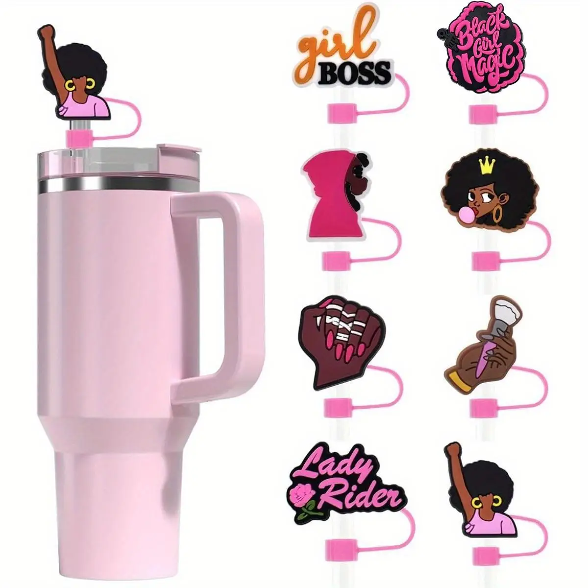 Reusable Straw Cap, 8 Counts/set Cute Water Bottle Cup Accessories, Straw Cover for 10mm Straw Cover, Glass Cup Accessories for Women & Girls