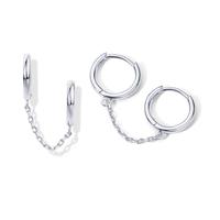 Double Huggie - White Gold