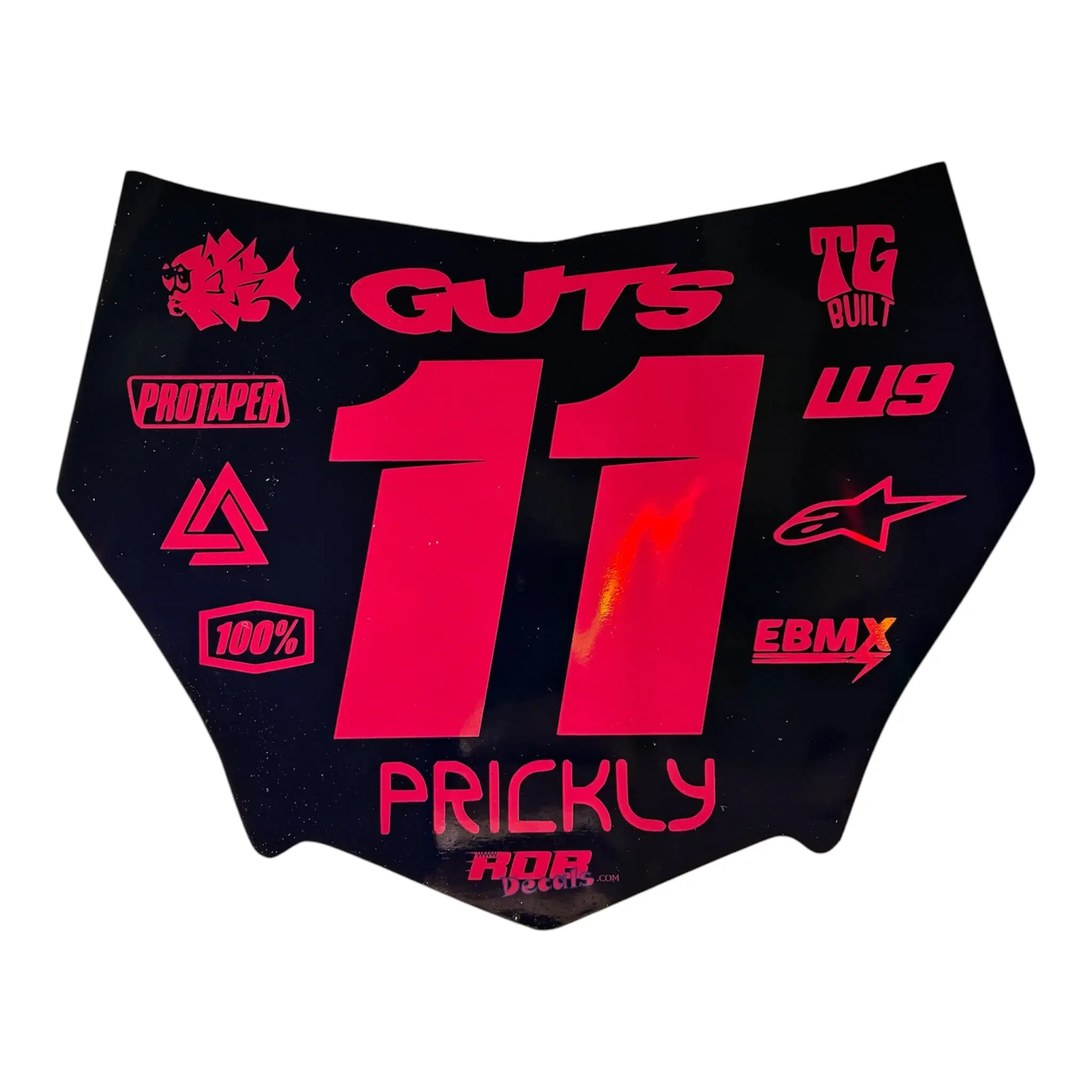 MotoCutz Plate Decal — 11 Logo — Metalic Red