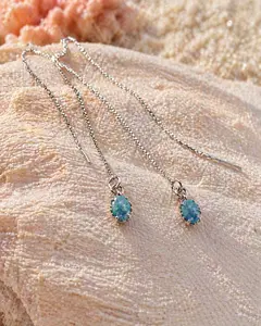 Australian Boulder Opal Threader Earrings Sterling Silver, Opal Chain Earrings, Minimalist Dangle Threaders, Handmade Coastal Jewelry Gift for Her