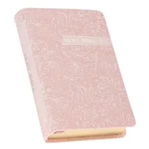 KJV Holy Bible Pocket Bible (5.6" x 3.9"), Mini Red Letter Edition with Reading Plan, Thematic Verse Finder for Easy Navigation, Ribbon Bookmark, Vegan Leather Cover, Pink (Religion Book)