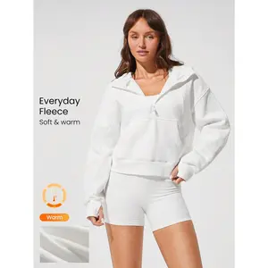 GLOWMODE Everyday Fleece Keep It Cozy Pocket Interior Mesh Thumbholes Oversized Half-Zip Hoodie Daily Casual oversized pocket