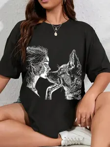 100% Cotton Unisex German Shepherd Mom Dog Art Lover Mother's Day T-Shirt