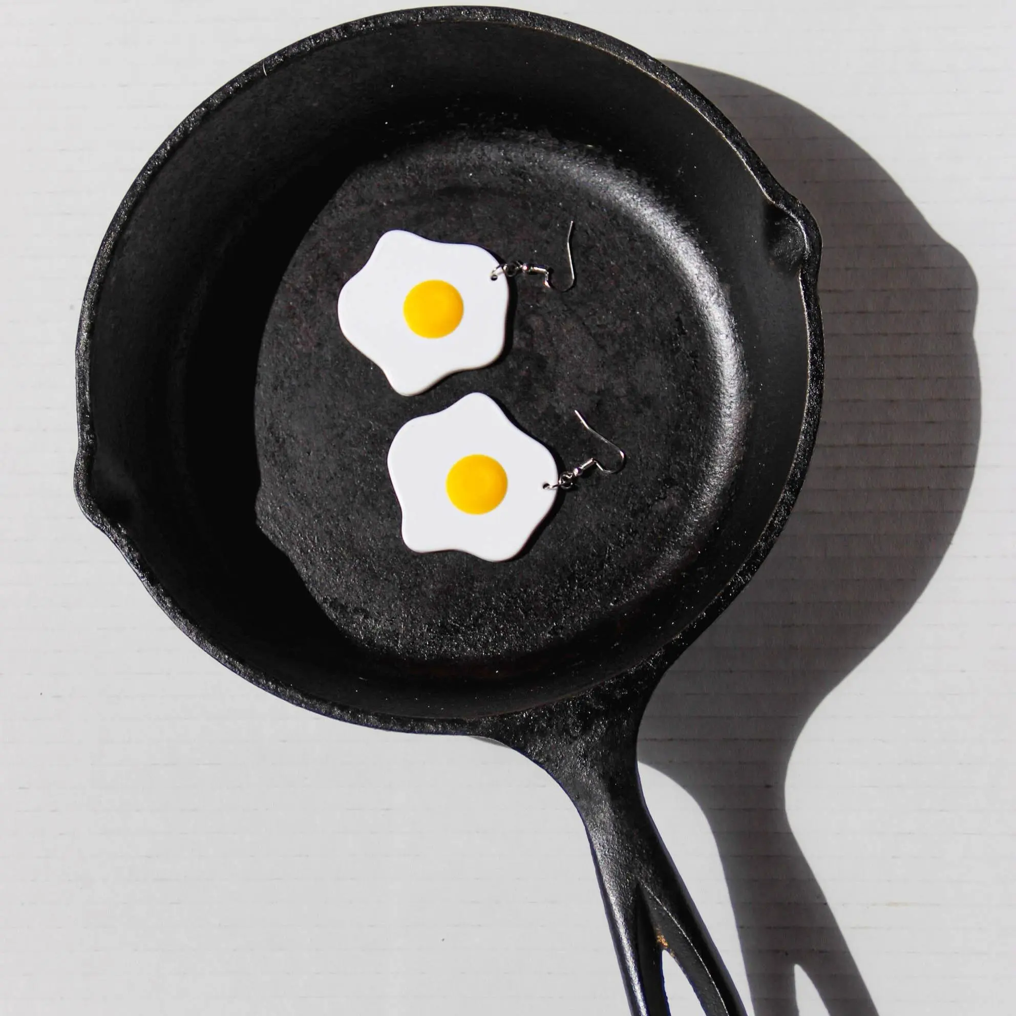 Fried Egg Hook Earring Pair, Unisex, 3D Printed in High-Quality PLA+ Material