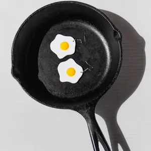 Fried Egg Hook Earring Pair, Unisex, 3D Printed in High-Quality PLA+ Material