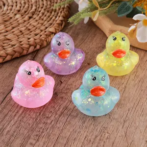 4pcs Cute Duck Malt Sugar Glitter Soft Gel Toy, Stress Relief Fun Gift, Unique Sensory Game Toy, Squishy Sensory Play, Perfect Holiday Gift for Kids and Adults