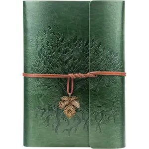 PU Leather Journal Notebook, Refillable Travel  Writing Journals Diary, Gifts for Women, Men, Teen Girls and Boys, 100GSM Lined Paper,160 Pages(Green, A5 9.2" x 6.5")