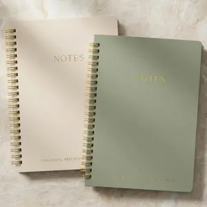 Aesthetic Spiral Notebook Set of 2 For Women and Men - Cute College Ruled 8x6 Bible Study Journal/Notebook with Pockets And Lined Pages - Perfect A5 Supplies to Stay Organized at Work or School