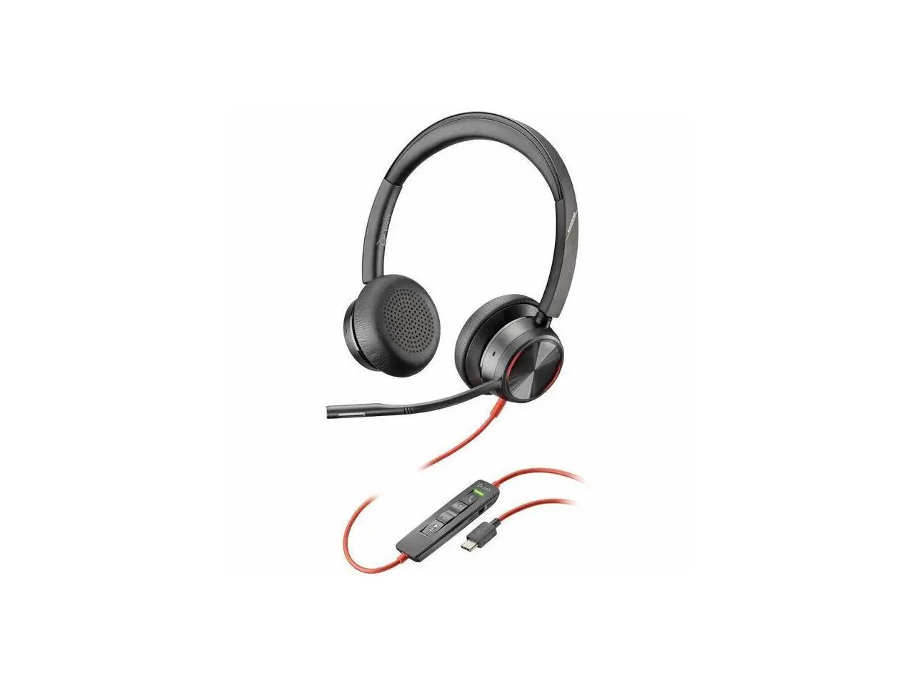 Poly Blackwire 8225 Stereo USB-C Headset +USB-C/A Adapter - Stereo - USB Type C - Wired - 32 Ohm - On-ear - Binaural - Ear-cup - 7.10 ft Cable - Omni-directional, Noise Cancelling Microphone - Black